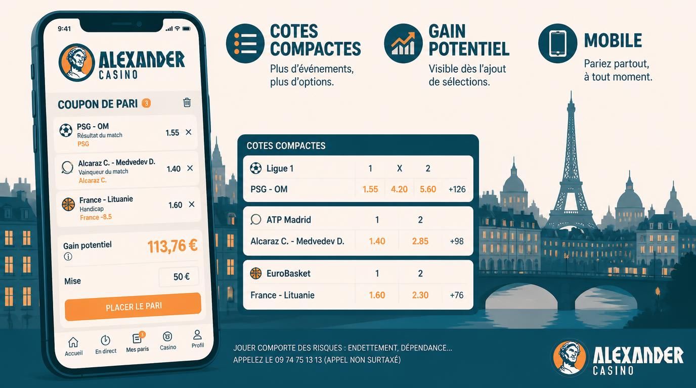 Interface mobile compacte avec gains potentiels mis en avant
